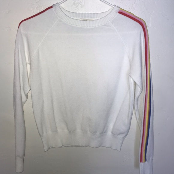 white long sleeve w/ rainbow detailing on the side - Picture 1 of 4